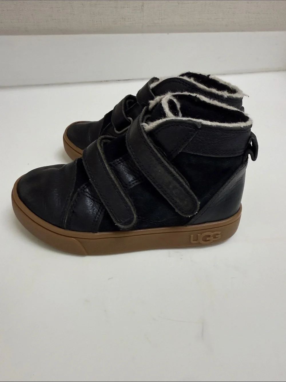 Ugh Kids Black High-Top Sneakers with Faux Fur Lining
